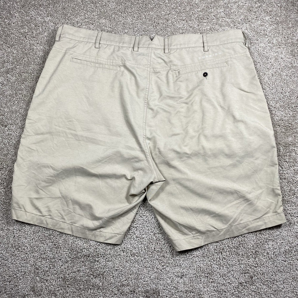 Dunning Mens Golf Shorts Size 40 Khaki Tan Performance Stretch Flat Front Casual